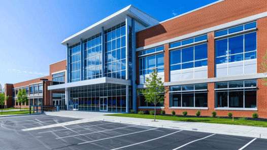 the exterior of a public school